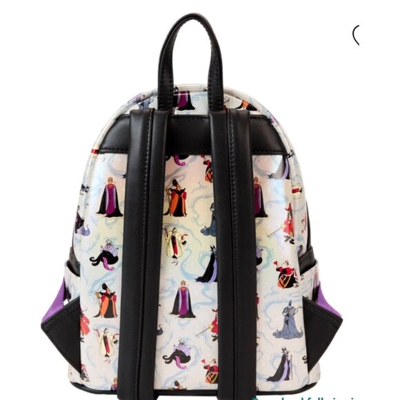 NWT Loungefly Disney Villains  Iridescent All-Over Print Mini Backpack - Picture 3 of 4